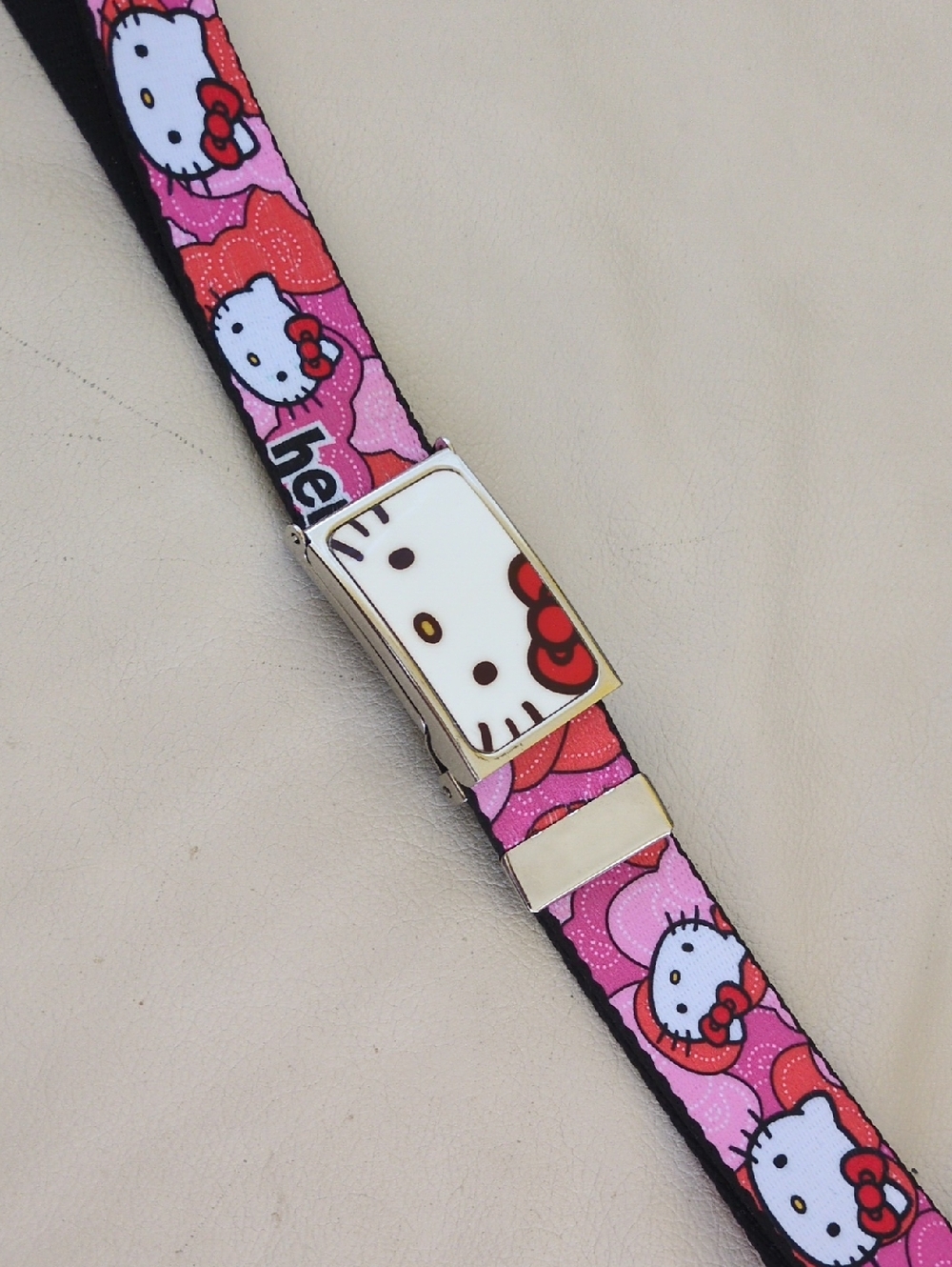 Sanrio Hello Kitty Silver Buckle Belt - Black Strap